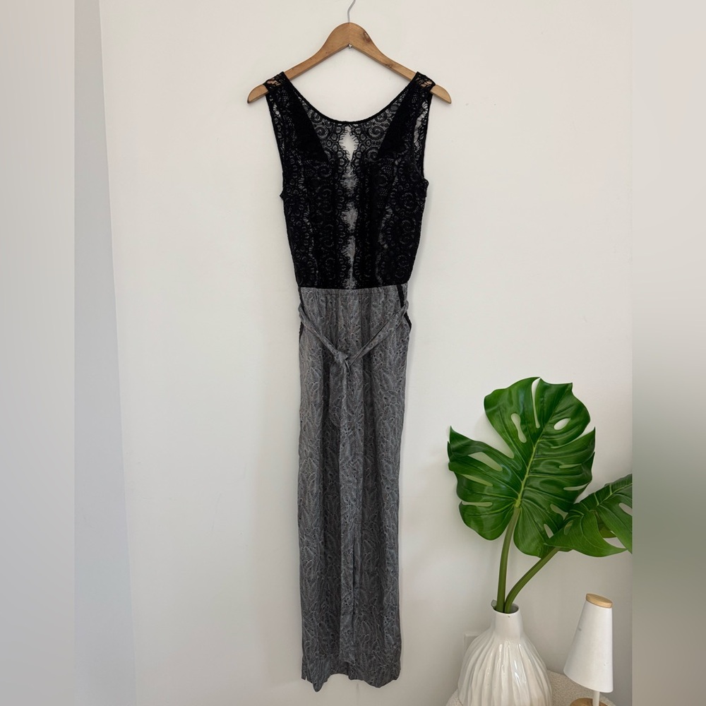 Elevenses Black Lace and Gray Jumpsuit